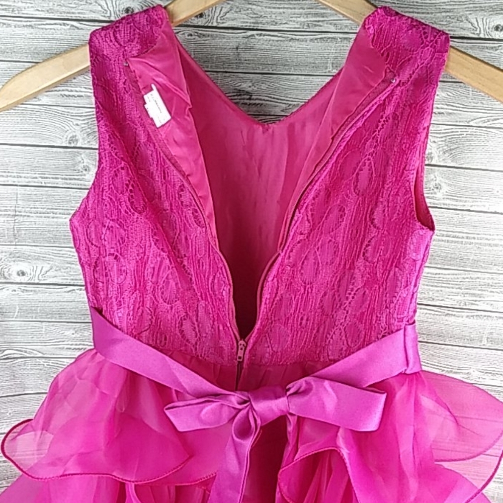 Tier Ruffled fuchsia gemstone gown dress - Picture 9 of 11